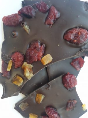 Belgian Dark Chocolate Orangette and Cranberry Bark